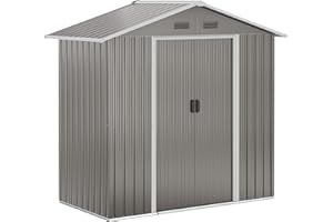 Outsunny Abri de Jardin 2,13 m² - Remise pour Outils - cabanon Porte verrouillable - dim. 194L x 110l x 184H cm - tôle d'acier Gris