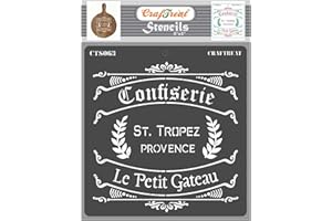 CrafTreat Pochoirs pour peinture sur bois, toile, papier, tissu, sol, mur et carrelage - Patteserie - 15,2 x 15,2 cm - Réutilisables - Bricolage Art et Artisanat - Pochoirs muraux de cuisine