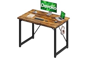 Devoko Computer Desk 100 x 50 x 75 cm, Home Office desk, Study Writing Small Desks, Gaming Deske for Home Workstations, Industrial Design Black Desk Metal Frame, Rustic Brown