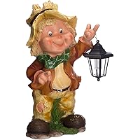 Großer Gartenwichtel mit Solarlampe NF12168-1 , riesig 53 cm hoch , Gartenfigur, Deko Kinder Wichtel mit Strohhut mit…