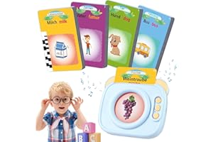 HBSFBH Sprechende Flash-Karten, Lernspielzeug für Kleinkinder 1-6 Jahre Alt, Hörbar Lernspielzeug, Sprechende Lernkarten, Sprechende Flash Karten, Lernkarten Kinder, Standard Deutsch-112 Blätter 224 Wörter