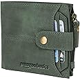 amazon basics Leather Wallet | 7 Card Slots | 1 Zipper Compartment | for Men (Olive Green)