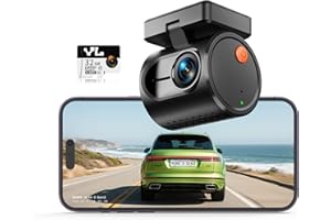 Pequeña Dash CAM Auto, KAWA 2K1296P QHD Mini Dashcam Cámara Coche - Control por Voz, WDR/3D DNR con Super Visión Nocturna, Supercondensador, Sensor G,Incluye Tarjeta SD 32GB