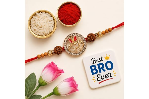 eCraftIndia Golden Blessing Lord Ganesha Designer Rakhi for Brother with Gift Combo Set | Raksha Bandhan Rakhi for Bhai Bhaiy
