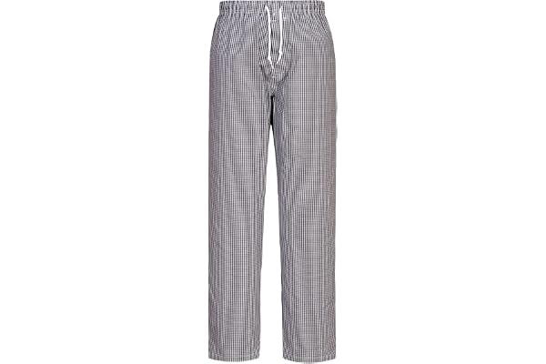 Bromley Chef Pantalon Taille élastique 100% coton alimentaire Restauration de travail, Blanc/Noir, XL