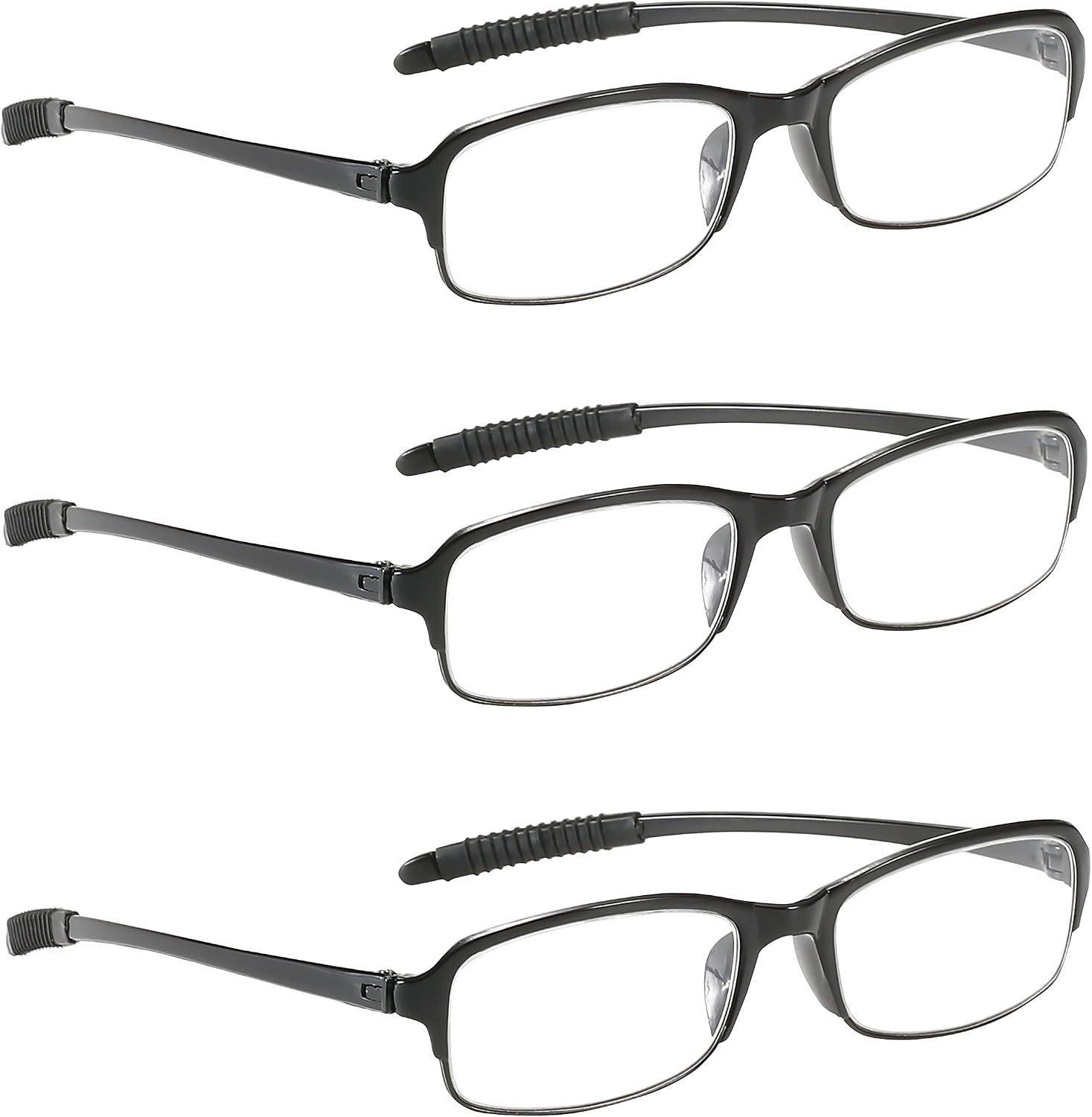 NRDIK PROFLEX Gafas de lectura flexibles (paquete de 3), antichoques, antiarañazos, antideslizantes, unisex (mujeres y hombres), colores variados, graduación +1,0, +1,5, +2,0, +2,5, +3,0, +3,5, +4,0