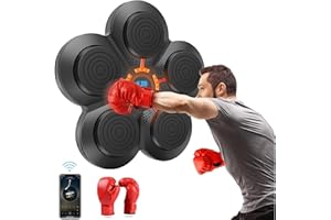POCHY Máquina de Boxeo de música LED, 400 KG Impacto Objetivo de Pared Inteligente de Boxeo Eléctrico, Recargable por USB y Conectividad Bluetooth Inteligente para la Formación Reaction