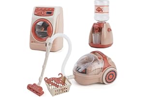 HOMCENT Kids Washing Machine with Vacuum Cleaner and Water Dispenser Toy Set,Cleaning Play Set for Kids with Variety of Accessories and Realistic Functions, Educational Pretend Household Tool Toy for Kids