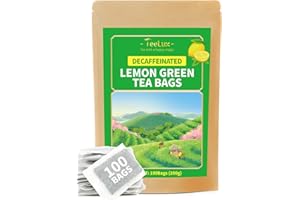 TeeLux Decaf Lemon Green Tea Bags 100 Count, Blended Decaffeinated Green Tea with Refreshing Lemon Flavor, for Hot and Cold Brew
