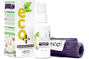 Ecomoist Natural Keyboard and Mouse Cleaner with Premium Microfiber Towel, Biodegradable Cleaning Spray for Electronics (50ML)