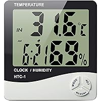 ApTechDeals HTC-1 Digital Hygrometer Thermometer Humidity Meter With Clock LCD Display