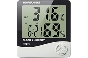 ApTechDeals HTC-1 Digital Hygrometer Thermometer Humidity Meter With Clock LCD Display