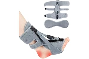 hommova Plantar Fasciitis Night Splint, Adjustable Foot Support Brace for Heel Pain Relief from Plantar Fasciitis & Tendonitis (Grey)