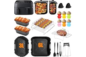 KIXOLO 29 sztuk akcesoriów do Airfryer Philips Airfryer Dual Basket 3000 Series 6L/3L - Akcesoria do silikonowej formy Philips Airfryer - Forma do ciasta, forma do chleba, ruszt grillowy, dla Philips