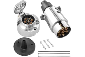 DARKGUARD 7pin Trailer Plug Trailer Socket Metal 12v,7 Pin Trailer Plug, 7Pin Trailer Socket With Waterproof Seal,7pin Female Trailer Connector, 7pin Trailer Adapter for Van RV Towbar (DG78S7PMWS)
