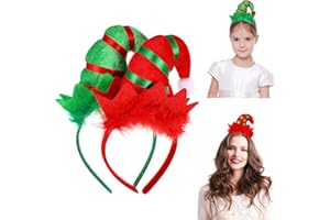 Amosfun 2 stück Weihnachten haarreif elf mütze weihnachtsmützen Kinder Erwachsene Feder Stirnband Weihnachtsfeier Weihnachtsfeier kostüm Kopfschmuck