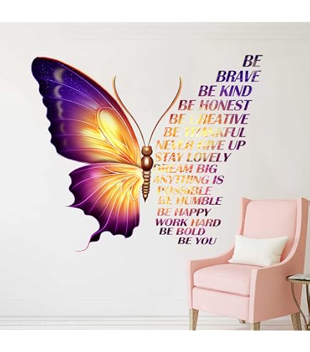 Sacinora Butterfly Wall Stickers - Removable Vinyl Decals With Inspirational Quotes For Girls Bedroom Decor