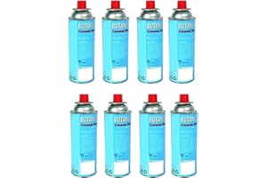 MOJAWO Cartuccia di gas butano universale per fornelli da campeggio e diserbanti, gas butano da campeggio, fornello a gas, fornello a gas (9,90EUR/KG), quantità di gas butano: 8 pezzi (9,90EUR/KG)