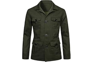 ESUKAR Veste De Safari Légère pour Hommes Lin Décontracté Boutonné Multi-Poches Manteau Cargo Outwear