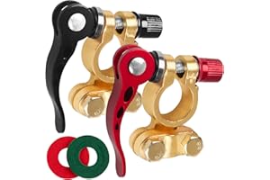 JatilEr zaciski biegunowe do akumulatora samochodowego 12 V, 2 szt., zaciski do akumulatora 12 V, szybkie zapięcie, zaciski, mosiężne, z podkładką antykorozyjną, do samochodów osobowych,