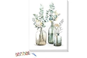 LOITTAINUE Malen Nach Zahlen Erwachsene Blume mit Holz Rahmen, DIY Handgemalt Ölgemälde Kit mit Knitterfreie Leinwand, 3 Pinsel und Acrylfarbe - Home Deko Geschenk 30 x 40 cm