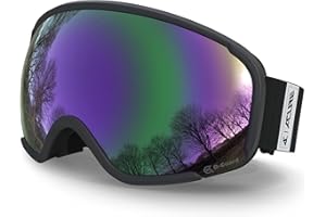 ACURE SG02 Okulary narciarskie, gogle do jazdy na nartach i desce snowboardowej OTG, bez oprawek, podwójne soczewki z ochroną przeciwmgielną i UV400 dla mężczyzn, kobiet i młodzieży