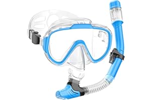 Lealinga Snorkel Set Kids 6-14 Anti-Fog Panoramic View Kids Snorkel Set Dry Top Snorkel Mask for Kids with Travel Bag Diving Set for Snorkeling Scuba Diving Swimming Travel