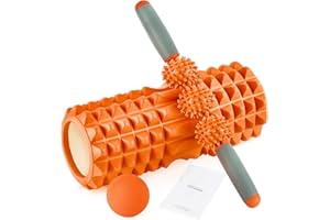 HBselect 3 En 1 Rouleau de Massage en Mousse Pour Gym et Yoga - Massage Profond des Tissus Musculaires Pour Les Jambes du Dos, Orange