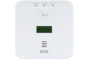 ABUS Kohlenmonoxid-Warnmelder COWM510 - CO-Melder mit 85 dB lautem Alarm, Prüftaste, 10-Jahres-Sensor & LCD Display - Weiß