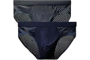 KWTF 2 Pezzi/Biancheria Intima da Uomo Slip in Seta di Ghiaccio Biancheria Intima Morbida e Traspirante Biancheria Intima Cava Antibatterica in Fibra di Carbonio di bambù di Alta qualità