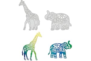 GLOBLELAND 2pcs Metal Animals Cutting Dies Giraffe Elephant Cutting Dies Embossing Die Cuts Stencil for DIY Scrapbooking Album Decorative Card Making