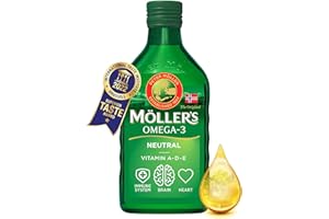 Moller’s ® | Huile de foie de morue oméga 3 | Compléments alimentaires oméga-3 avec EPA, DHA, vitamines A, D et E | Prix Superior Taste | Marque vieille de 166 ans | Neutre | 250 ml