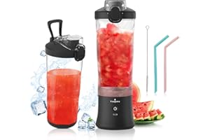 ‎VAEQOZVA Vaeqozva Smoothie Maker Klein Blender 600ml,Tragbarer Mixer Smoothie Maker To Go Mixer Mini Standmixer USB mit 6 Klingen für Saft Shake Smoothie Marmelade für Outdoor Sport Reisen,Schwarz