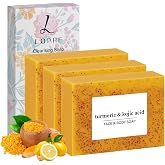 LOPHE Turmeric Face Soap, 3 x 100 g Turmeric Face Soap | Pleasant Scent, Soap with Natural Turmeric Granules, Soap Tablets fo
