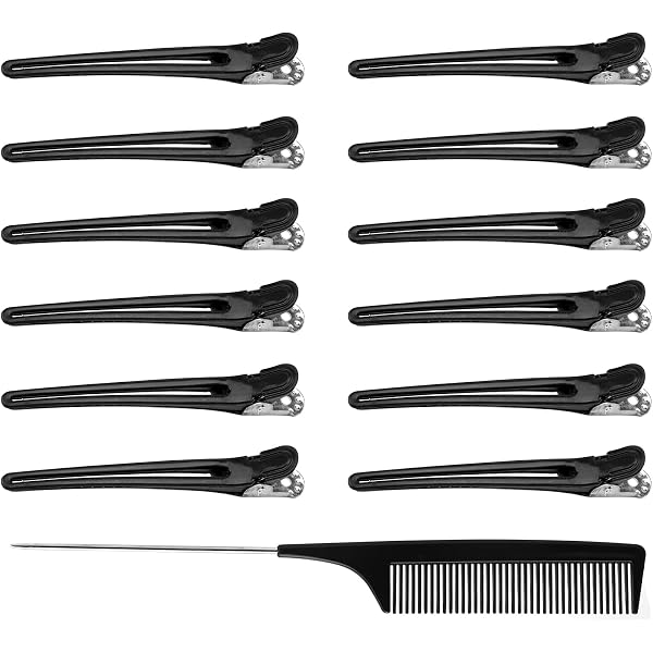 12 Haarklammern + 1 Antistatischer Kamm – Professionelle Friseur-Styling-Werkzeuge Für Damen & Mädchen