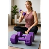 Leyaton Mor Dambıl 2 Kg x 2 Adet Vinyl Kaplı Fitness Dumbell Ağırlık Seti, 2KG2MORR