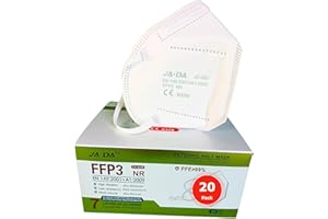 Spanner In The Works FFP3 Face Masks UK Certified EN149 Pack of 20 - Individually Wrapped Disposable Dust Masks For Fine Dust White Face Mask For Sanding Wood | 7 layer FFP3 Mask