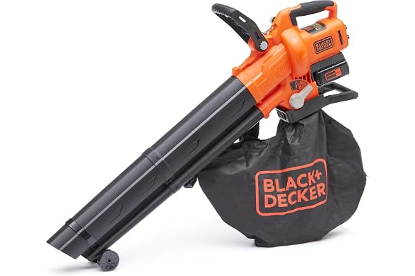BLACK+DECKER - Souffleur, aspirateur et broyeur de feuilles sans fil 36V, sac de collecte 45L, batterie lithium 2,5Ah, BCBLV3625L1-QW