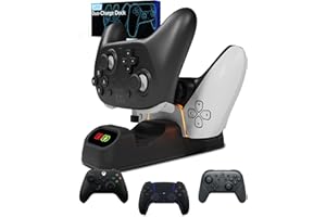 Orzly supporto caricabatterie controller per Google Stadia funziona come dock per tutti i controller di tipo C - Jet Black Edition