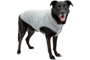 Kurgo Pullover pour chien Core Sweater, Compatible avec harnais pour chien, Polaire légère, Avec fermeture éclair à double sens, Taille L, Noir
