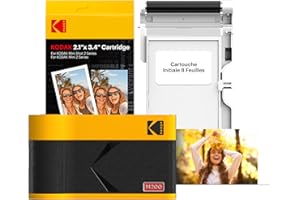 KODAK Mini 2 Era 4PASS Imprimante Photo Portable (5,3x8,6cm) (Noir, Lot Accessoire avec 38 Feuilles)
