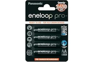 Panasonic eneloop pro ready-to use Ni-MH battery, AA/Mignon, 4-pack, min. 2500 mAh, 500-charge cycle life, with very high power performance and low self-discharge, rechargeable battery