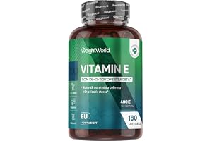 Vitamin E Softgels 400IE - 180 Vegan Softgels - Vitamin E Oil DL Alpha Tocopheryl Acetate - 6 månaders förbrukning - Kosttillskott - WeightWorld