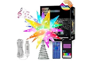 LeuKoles 3D Weihnachtsstern Beleuchtet, 10‘’ Intelligent Beleuchteter Weihnachtsbaumschmuck in Baumspitze, Bluetooth-App-Steuerung, Musiksynchronisation, Weihnachtsbeleuchtung Außen mit Fernbedienung