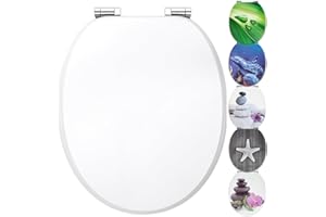 WC Sitz mit Absenkautomatik | Holzkern | stabile Softclose Scharniere | einfache Montage | glatte Oberfläche | tolle Motive zur Auswahl | Holz WC-Deckel universell passend (weiß)