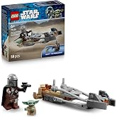 مجسم LEGO Star Wars Mandalorian وGrogu's Speed Motor 75436-6 Blaster armed Mandalorian للأطفال وما فوق