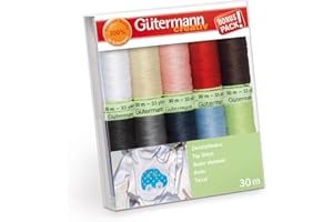GÜTERMANN Gutermann Creativ Hilo superfuerte - Juego de 10 bobinas de 30 m, 100% poliéster, para coser a mano y a máquina, universal, colores surtidos