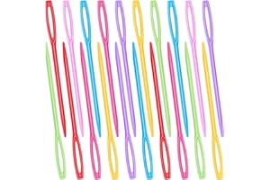 SHENLONG 20Pcs Plastic Sewing Needles, Large Eye, Blunt Point, Blue, Green, Red, Pink, Hand Sewing Needles for Craft, Kids DIY and Knitting