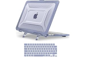 MOSISO Coque Compatible avec MacBook Air 13 Pouces M4 M3 M2 2025 2024 2023 2022 A3240 A3113 A2681,Nid d'abeille Antichoc Usage Intensif TPU Étui avec Béquille Pliable&Housse Clavier,Gris Lavande
