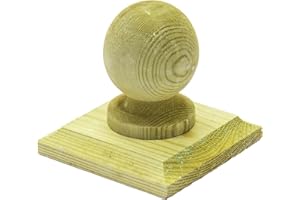 POSTSAVER Timber Wooden Fence Post Cap & Ball Finial 120x120mm – Fits 4x4" Square Posts – Tanalised Pressure Treated EU Wood with Overhang for Better Protection – (Green Stain)